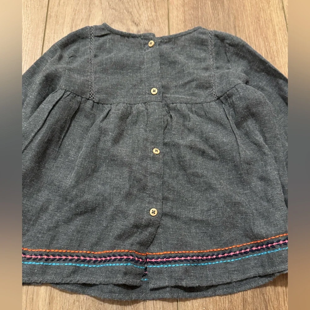 Zara Baby Embroidered Charcoal Top